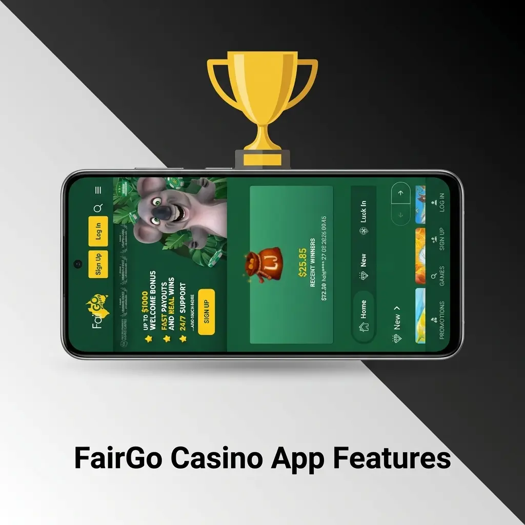 FairGo Casino mobile app interface showing casino lobby and sports betting