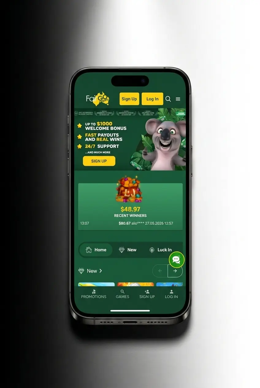 Mobile login screen for FairGo Casino